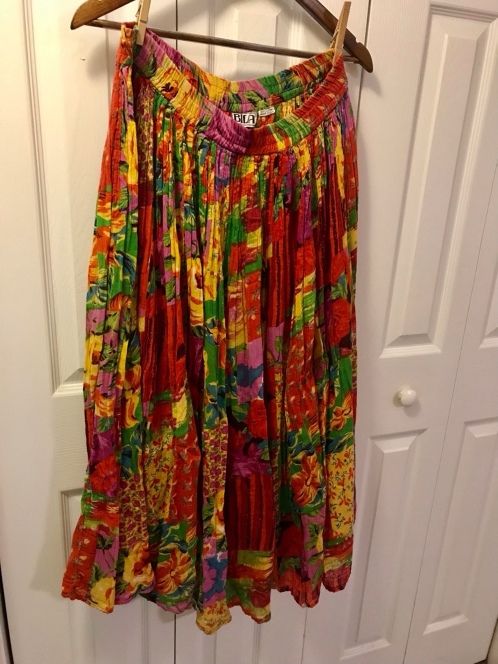 Bila Vibrant Floral Patchwork Maxi Skirt - Red, Green & Yellow